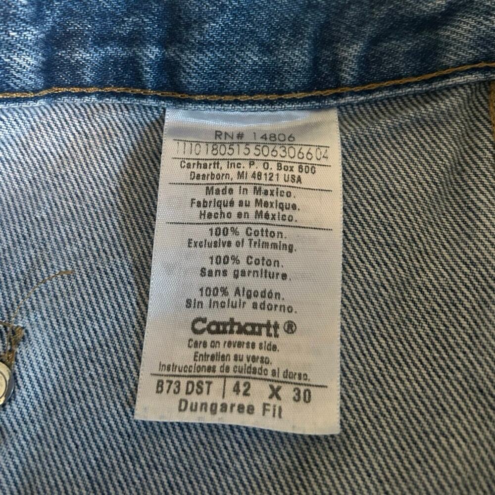 Carhartt Loose Dungaree Fit Double-Front Washed Logger jeans B73DST size 42x30 - Picture 5 of 5